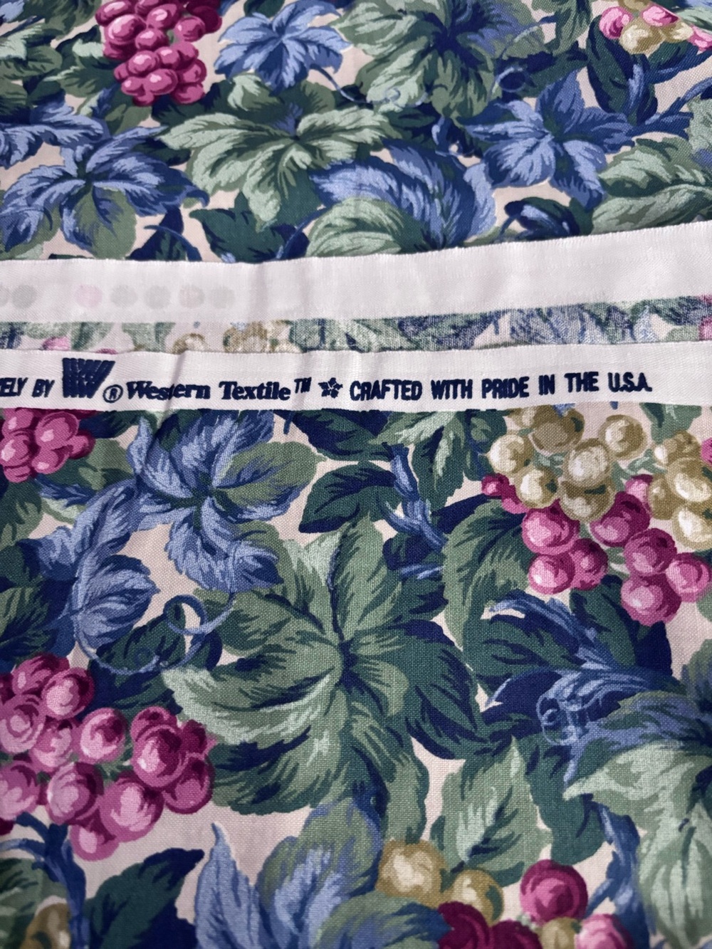 5 yards of Vintage Western Textile Floral Bedding Fabric - Purple & Green